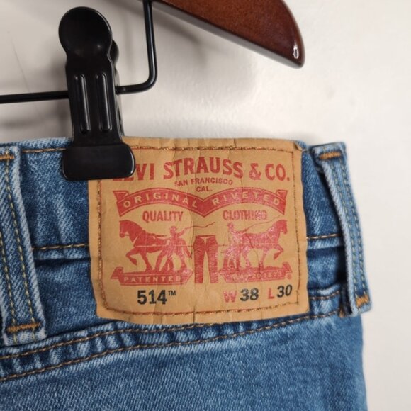 Levi's 514 Mens Straight Fit Relaxed Classic Blue Wash Jeans 38x30 - Picture 4 of 7